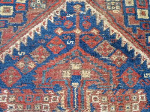 AUTHENTIC DISTRESSED ANTIQUE KHAMSEH TRIBAL RUG 133CM X 85CM - ADDITIONAL PHOTO 1