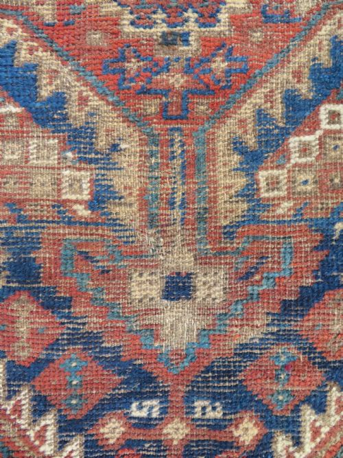 AUTHENTIC DISTRESSED ANTIQUE KHAMSEH TRIBAL RUG 133CM X 85CM - ADDITIONAL PHOTO 2