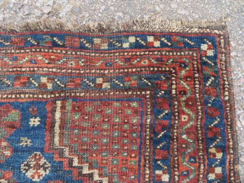 AUTHENTIC DISTRESSED ANTIQUE KHAMSEH TRIBAL RUG 148CM X 114CM - ADDITIONAL PHOTO 1
