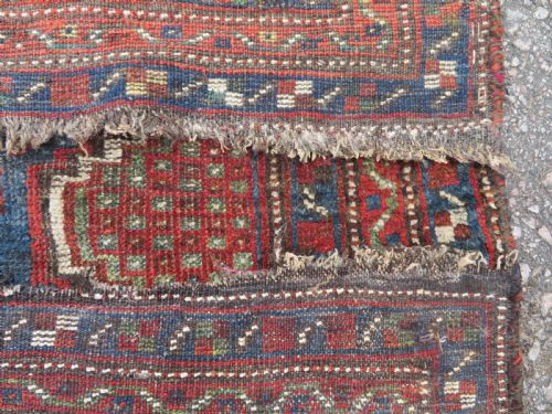 AUTHENTIC DISTRESSED ANTIQUE KHAMSEH TRIBAL RUG 148CM X 114CM - ADDITIONAL PHOTO 10