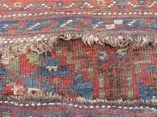 AUTHENTIC DISTRESSED ANTIQUE KHAMSEH TRIBAL RUG 148CM X 114CM - ADDITIONAL PHOTO 11