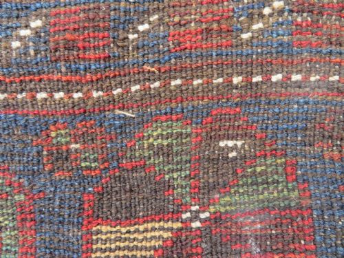 AUTHENTIC DISTRESSED ANTIQUE KHAMSEH TRIBAL RUG 148CM X 114CM - ADDITIONAL PHOTO 12