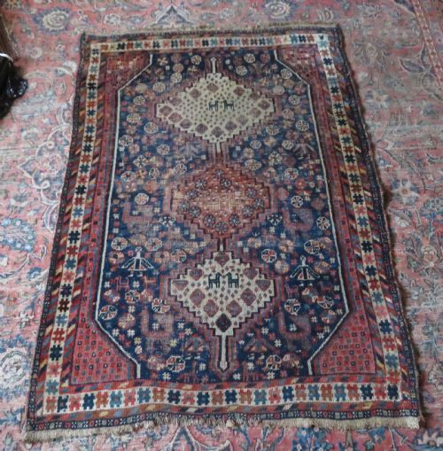 DISTRESSED ANTIQUE KHAMSEH ARAB TRIBAL RUG 150CM X 112CM - ADDITIONAL PHOTO 17