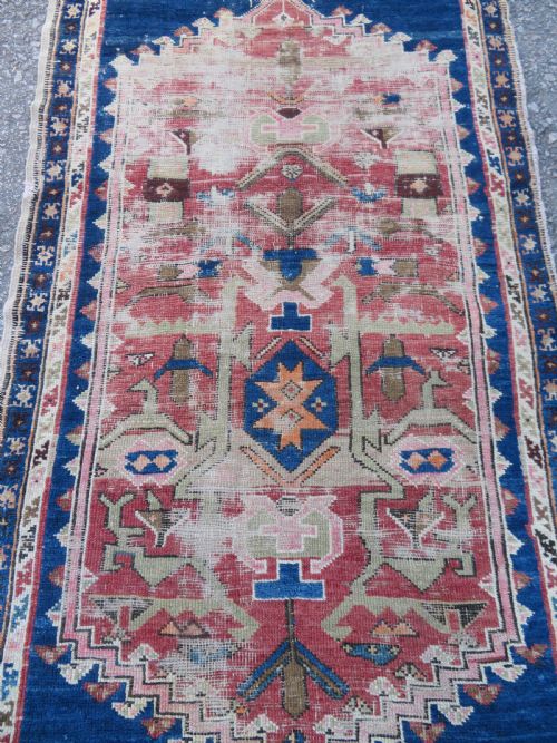 DISTRESSED ANTIQUE TURKISH LONG RUG RUNNER 251CM X 103CM - ADDITIONAL PHOTO 2