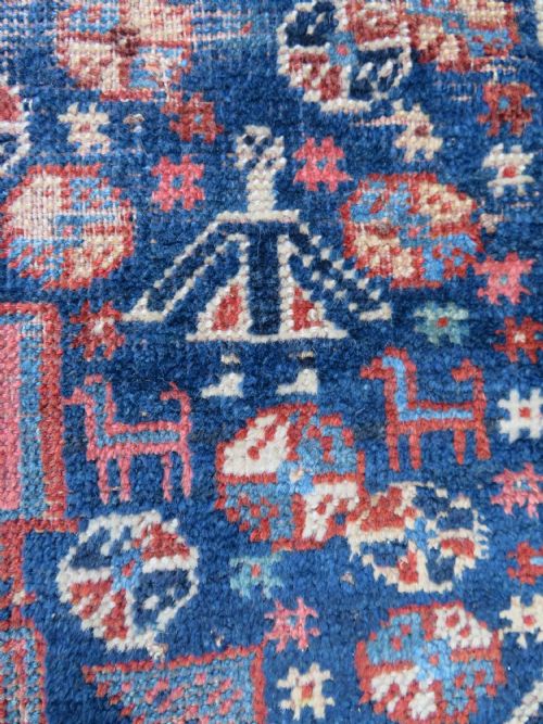 DISTRESSED ANTIQUE KHAMSEH ARAB TRIBAL RUG 150CM X 112CM - ADDITIONAL PHOTO 3