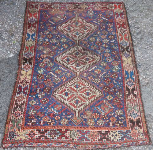 DISTRESSED ANTIQUE KHAMSEH ARAB TRIBAL RUG 148CM X 112CM