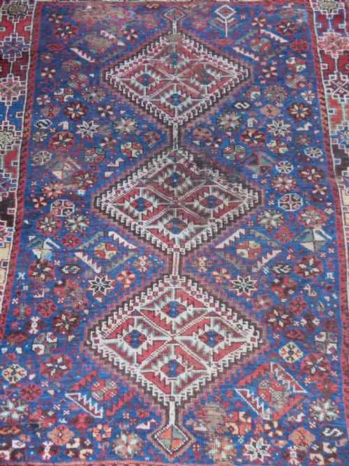 DISTRESSED ANTIQUE KHAMSEH ARAB TRIBAL RUG 148CM X 112CM - ADDITIONAL PHOTO 1