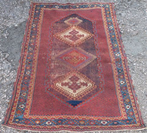 DISTRESSED ANTIQUE AFSHAR TRIBAL RUG 155CM X 123CM