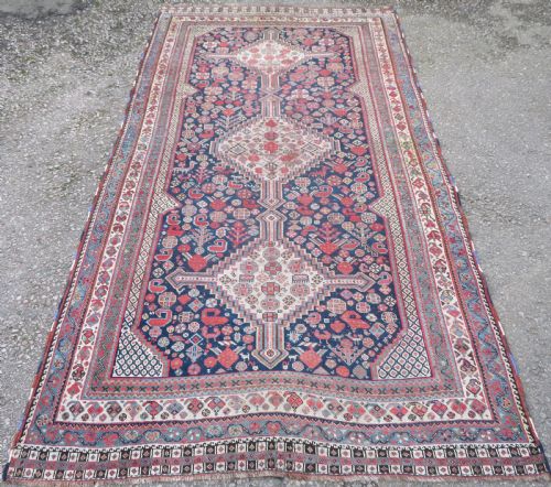 Antique Khamseh Large Tribal Rug Carpet Size. 302cm X 158cm.