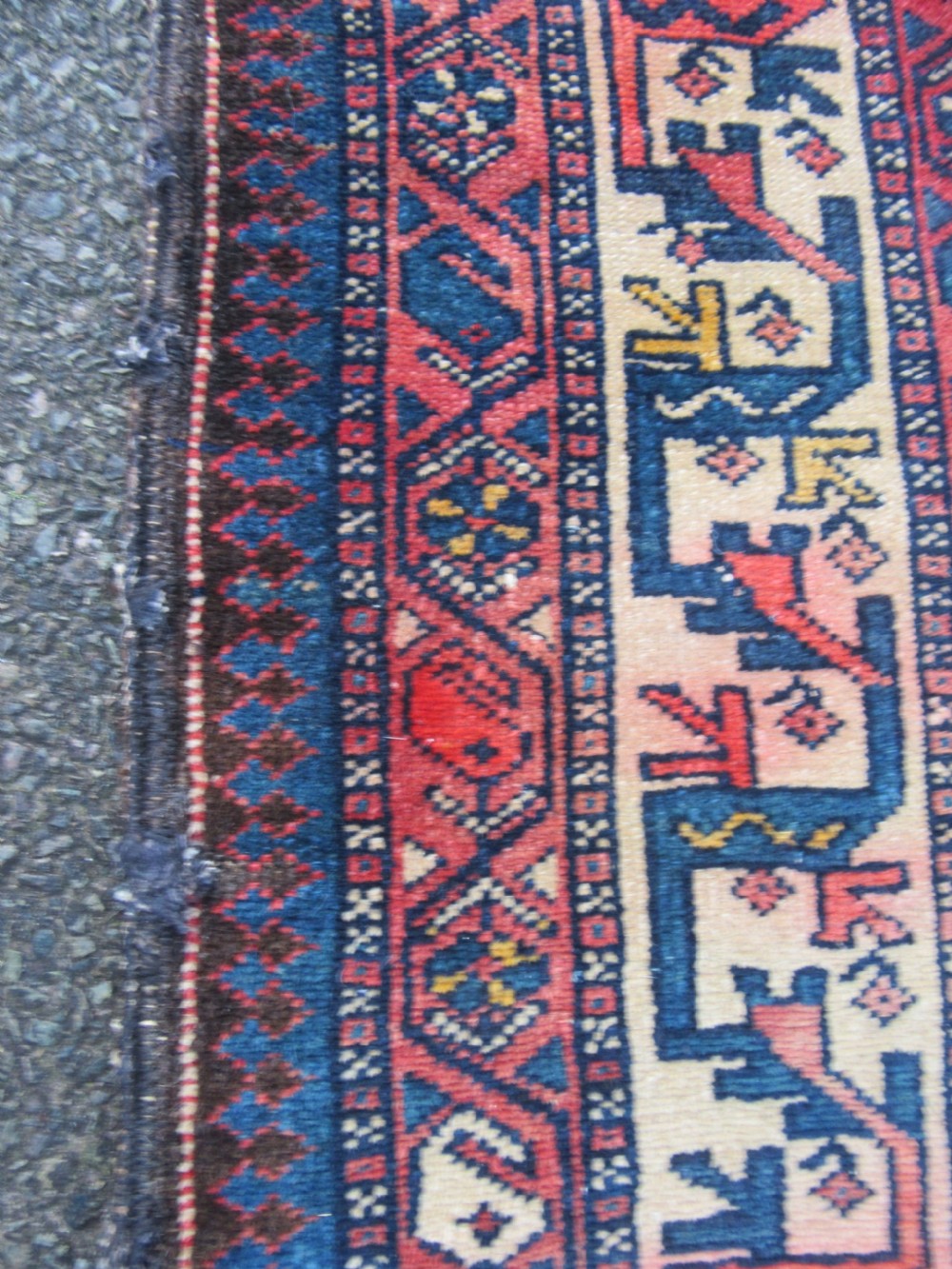 ATTRACTIVE VERMILLION RED ANTIQUE COUNTRY HOUSE SHABBY CHIC KURDISH LONG RUG. PLANT SHRUB MOTIFS. View XII