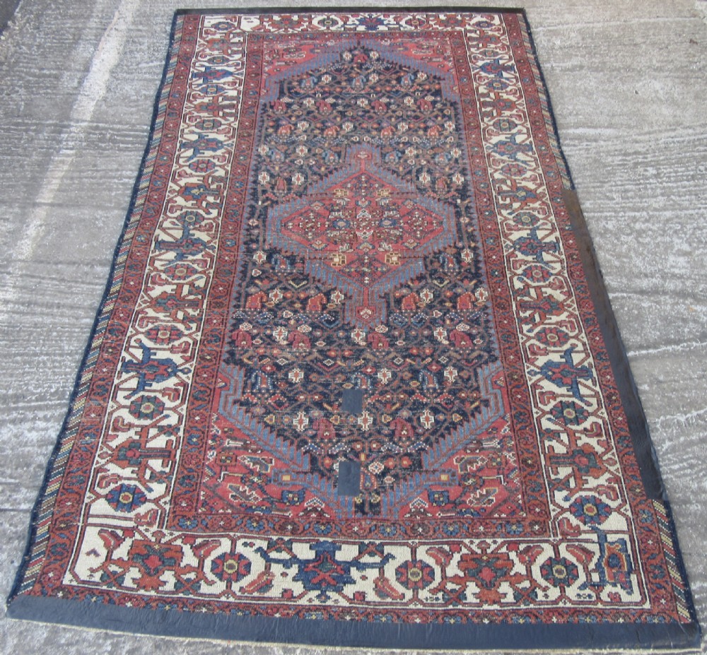 BEAUTIFUL ATTRACTIVE LARGE ANTIQUE KURDISH RUG. FINE LUMINOUS COLOURS & HERATI PATTERN. View XXV