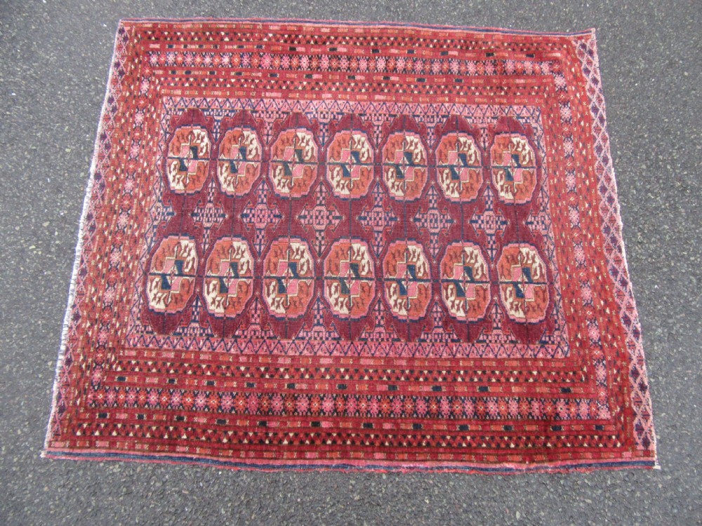 ANTIQUE COUNTRY HOUSE SHABBY CHIC SMALL SARYK TURKMEN RUG. View III