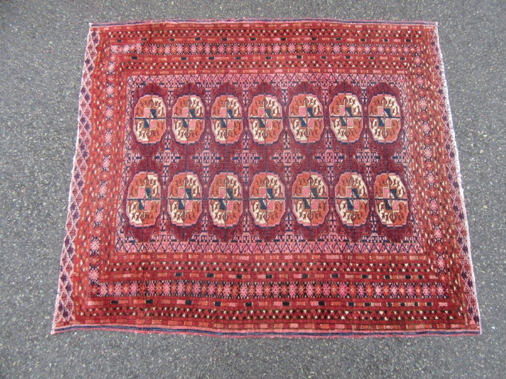 ANTIQUE COUNTRY HOUSE SHABBY CHIC SMALL SARYK TURKMEN RUG. View IV