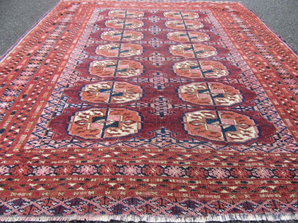 ANTIQUE COUNTRY HOUSE SHABBY CHIC SMALL SARYK TURKMEN RUG. View VII