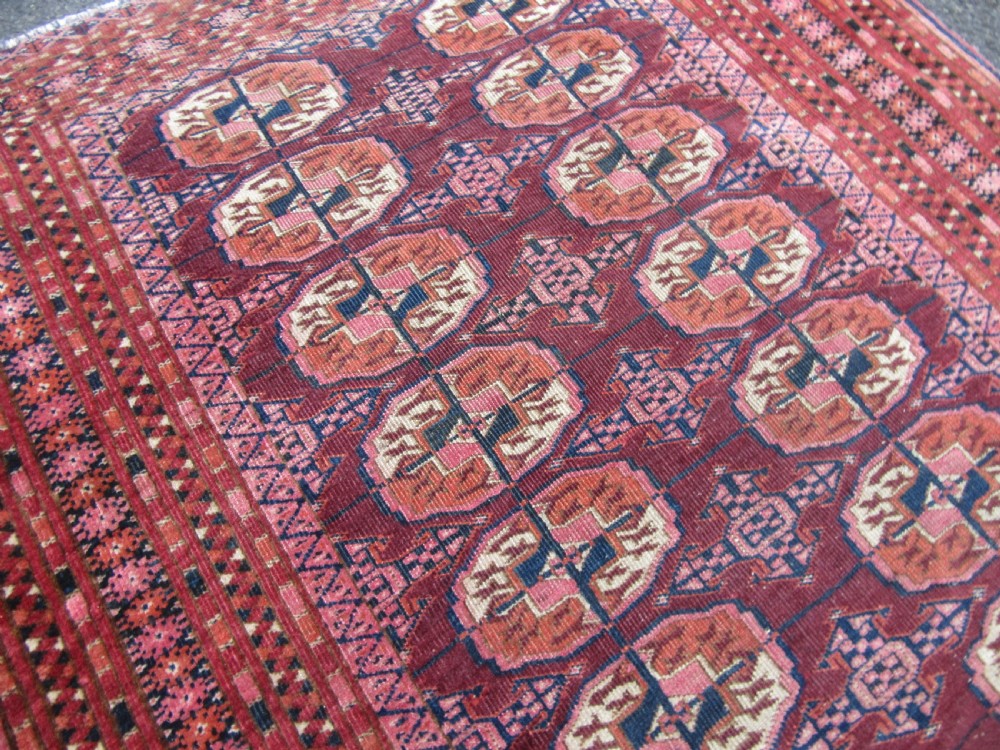 ANTIQUE COUNTRY HOUSE SHABBY CHIC SMALL SARYK TURKMEN RUG. View XII