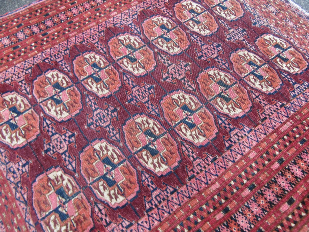 ANTIQUE COUNTRY HOUSE SHABBY CHIC SMALL SARYK TURKMEN RUG. View XV
