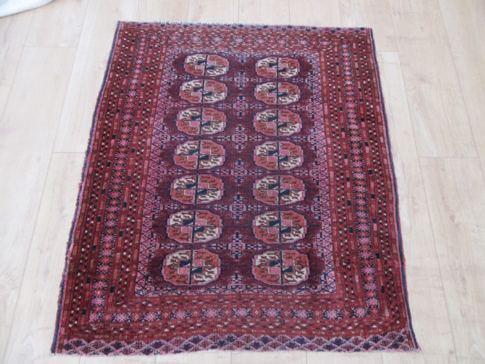ANTIQUE COUNTRY HOUSE SHABBY CHIC SMALL SARYK TURKMEN RUG. View XXII
