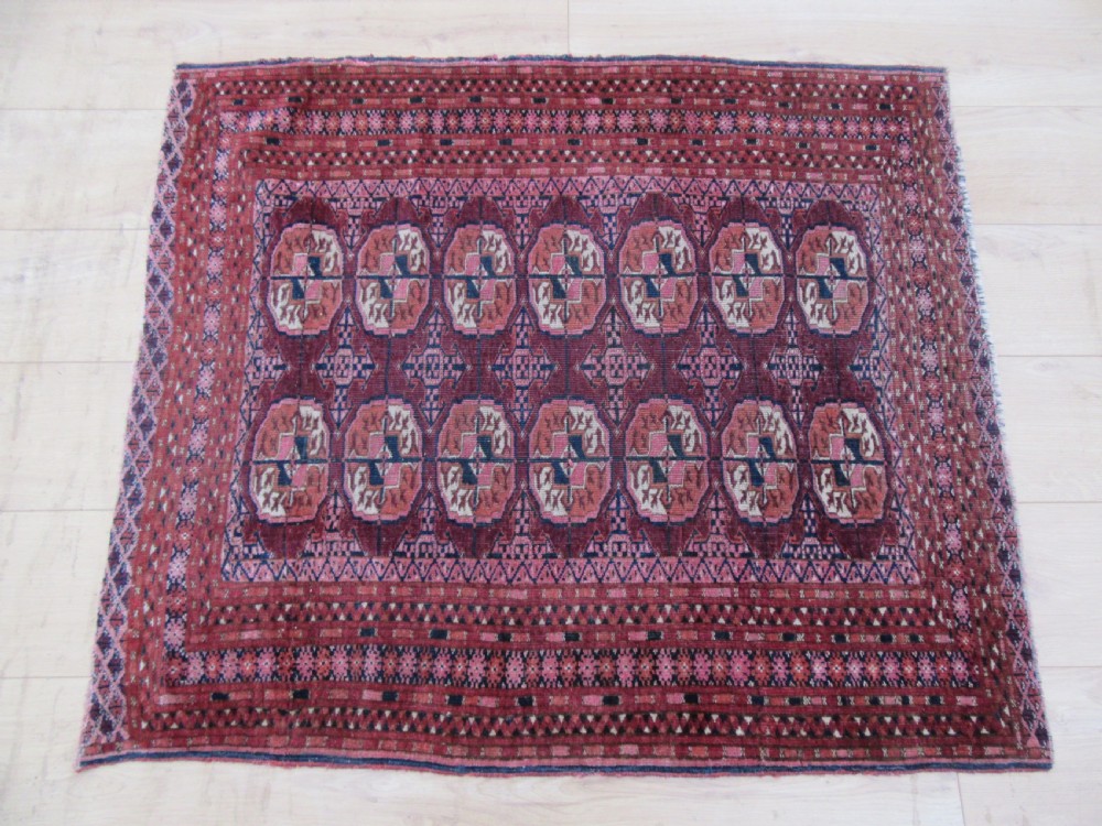 ANTIQUE COUNTRY HOUSE SHABBY CHIC SMALL SARYK TURKMEN RUG. View XXIII