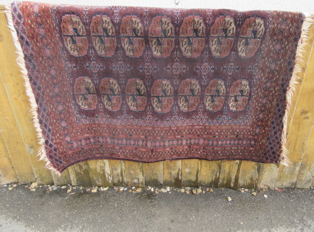 ANTIQUE COUNTRY HOUSE SHABBY CHIC SMALL SARYK TURKMEN RUG. View XXVI