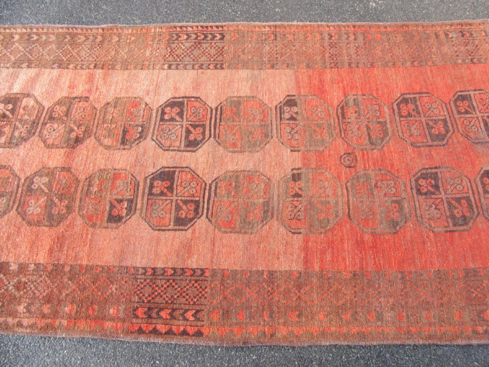 ANTIQUE ERSARI AFGHAN HALL RUNNER LONG RUG. 2ND HALF 19TH CENTURY. LOVELY SOFT COLOUR. View IV