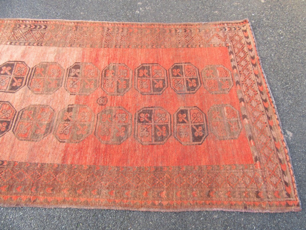 ANTIQUE ERSARI AFGHAN HALL RUNNER LONG RUG. 2ND HALF 19TH CENTURY. LOVELY SOFT COLOUR. View V