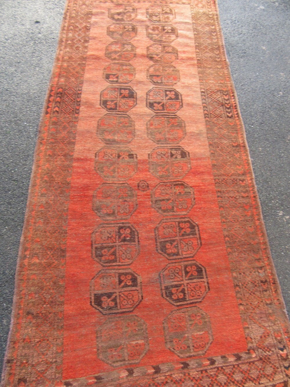 ANTIQUE ERSARI AFGHAN HALL RUNNER LONG RUG. 2ND HALF 19TH CENTURY. LOVELY SOFT COLOUR. View VI