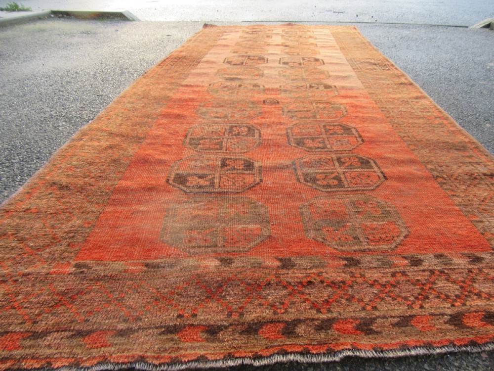 ANTIQUE ERSARI AFGHAN HALL RUNNER LONG RUG. 2ND HALF 19TH CENTURY. LOVELY SOFT COLOUR. View VII