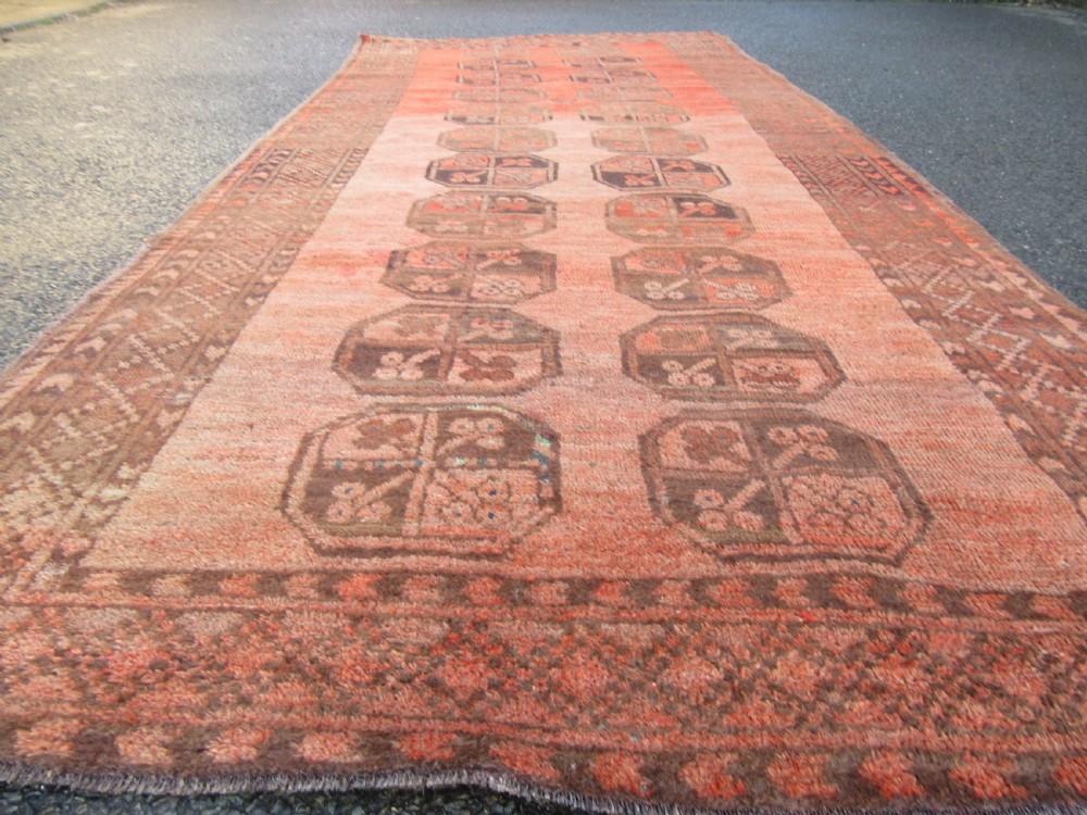 ANTIQUE ERSARI AFGHAN HALL RUNNER LONG RUG. 2ND HALF 19TH CENTURY. LOVELY SOFT COLOUR. View VIII