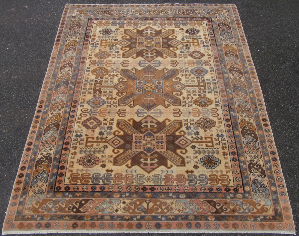 ANTIQUE CAUCASIAN ARMENIAN ERIVAN RUG. WARM SOFT COLOURS. View II