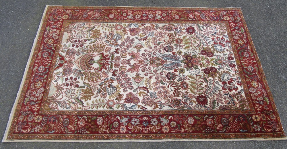 OLD INDIAN KASHMIR SILK & WOOL TREE OF LIFE DESIGN RUG. 180CM X 125CM. View IV