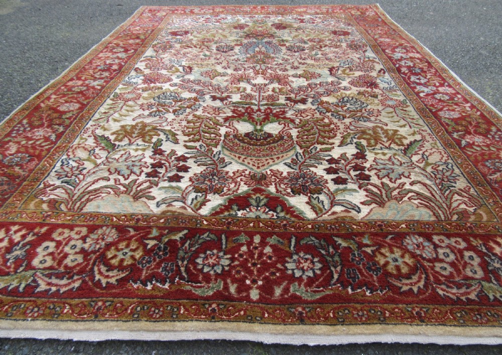 OLD INDIAN KASHMIR SILK & WOOL TREE OF LIFE DESIGN RUG. 180CM X 125CM. View VI
