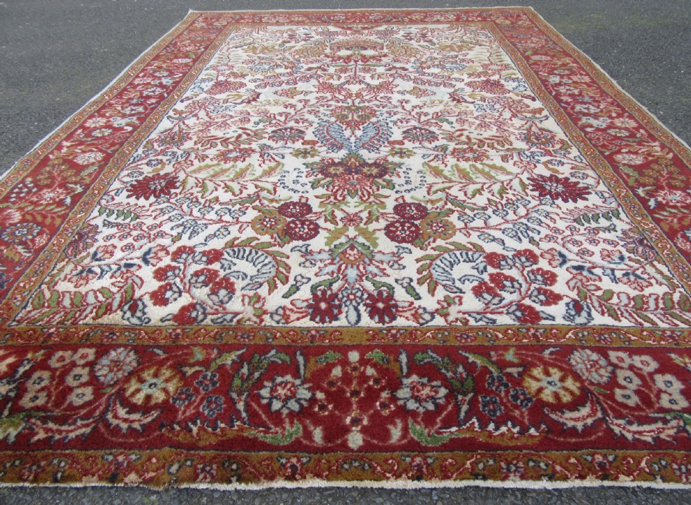 OLD INDIAN KASHMIR SILK & WOOL TREE OF LIFE DESIGN RUG. 180CM X 125CM. View VII