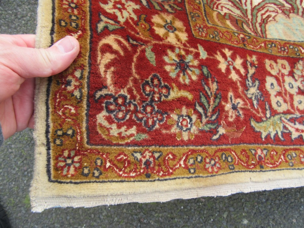 OLD INDIAN KASHMIR SILK & WOOL TREE OF LIFE DESIGN RUG. 180CM X 125CM. View VIII