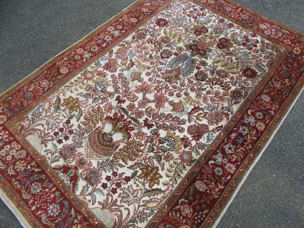 OLD INDIAN KASHMIR SILK & WOOL TREE OF LIFE DESIGN RUG. 180CM X 125CM. View XVII