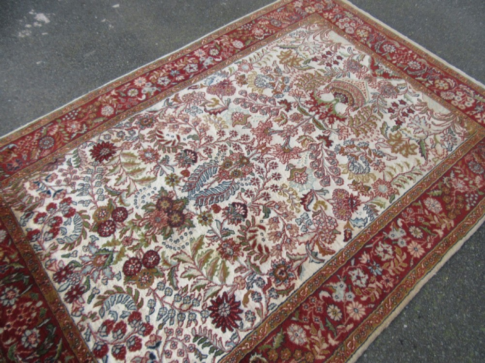 OLD INDIAN KASHMIR SILK & WOOL TREE OF LIFE DESIGN RUG. 180CM X 125CM. View XVIII