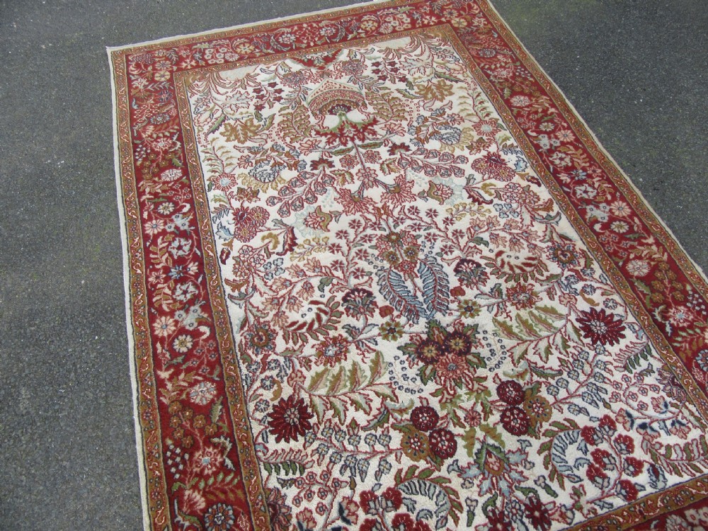 OLD INDIAN KASHMIR SILK & WOOL TREE OF LIFE DESIGN RUG. 180CM X 125CM. View XIX