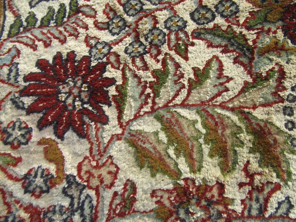 OLD INDIAN KASHMIR SILK & WOOL TREE OF LIFE DESIGN RUG. 180CM X 125CM. View XX