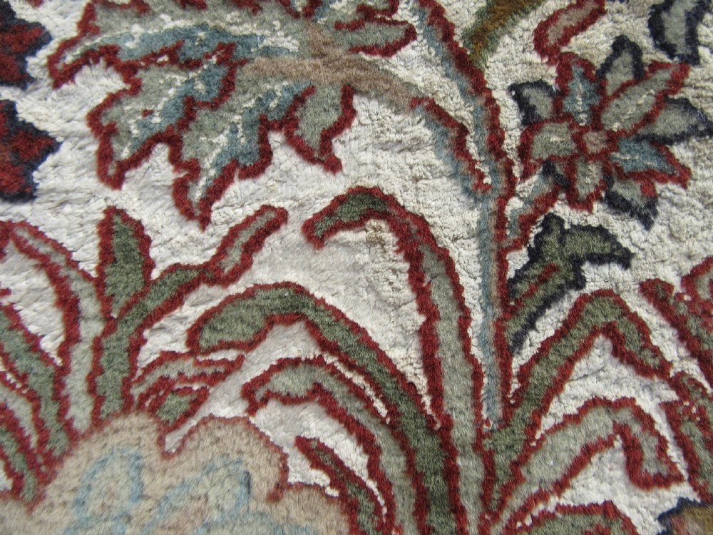 OLD INDIAN KASHMIR SILK & WOOL TREE OF LIFE DESIGN RUG. 180CM X 125CM. View XXI