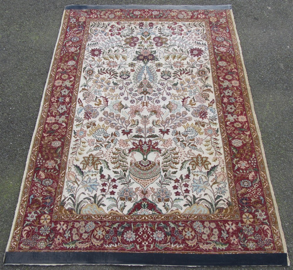OLD INDIAN KASHMIR SILK & WOOL TREE OF LIFE DESIGN RUG. 180CM X 125CM. View XXIII