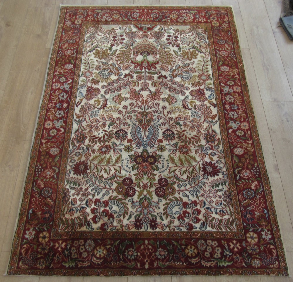 OLD INDIAN KASHMIR SILK & WOOL TREE OF LIFE DESIGN RUG. 180CM X 125CM. View XXVIII