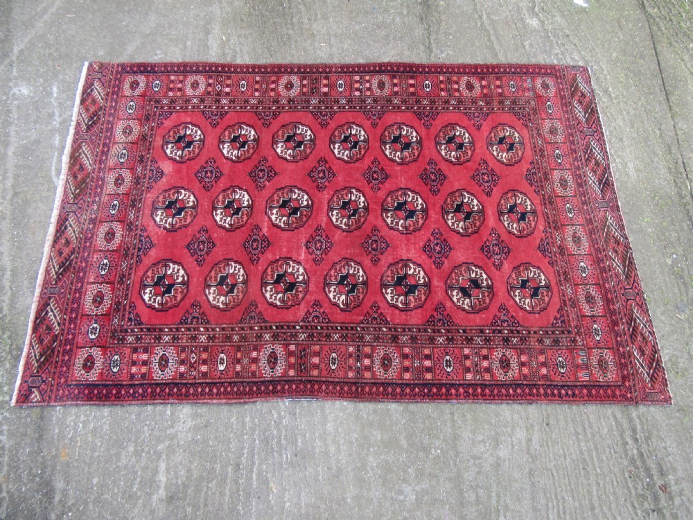 ANTIQUE COUNTRY HOUSE SHABBY CHIC AFGHAN TEKKE TURKMEN RUG. View IV