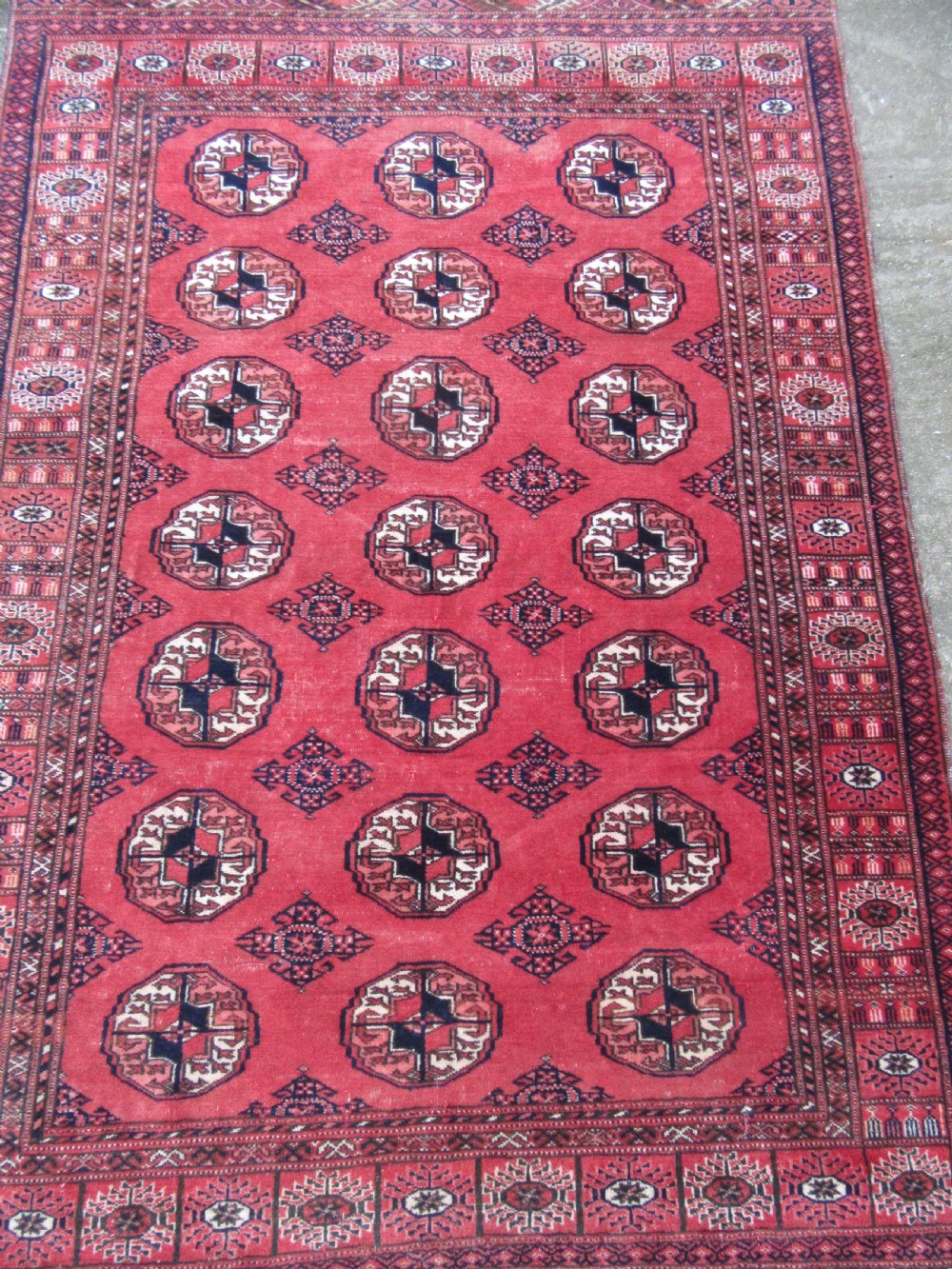 ANTIQUE COUNTRY HOUSE SHABBY CHIC AFGHAN TEKKE TURKMEN RUG. View V