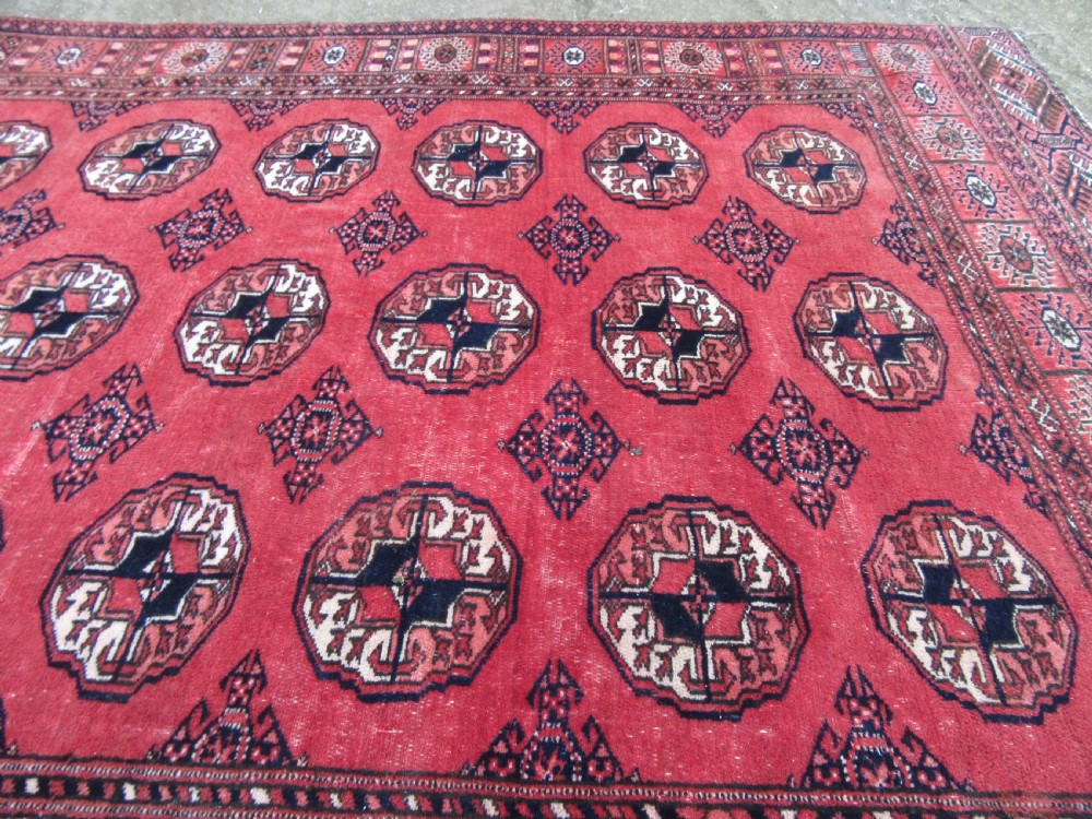 ANTIQUE COUNTRY HOUSE SHABBY CHIC AFGHAN TEKKE TURKMEN RUG. View XVII