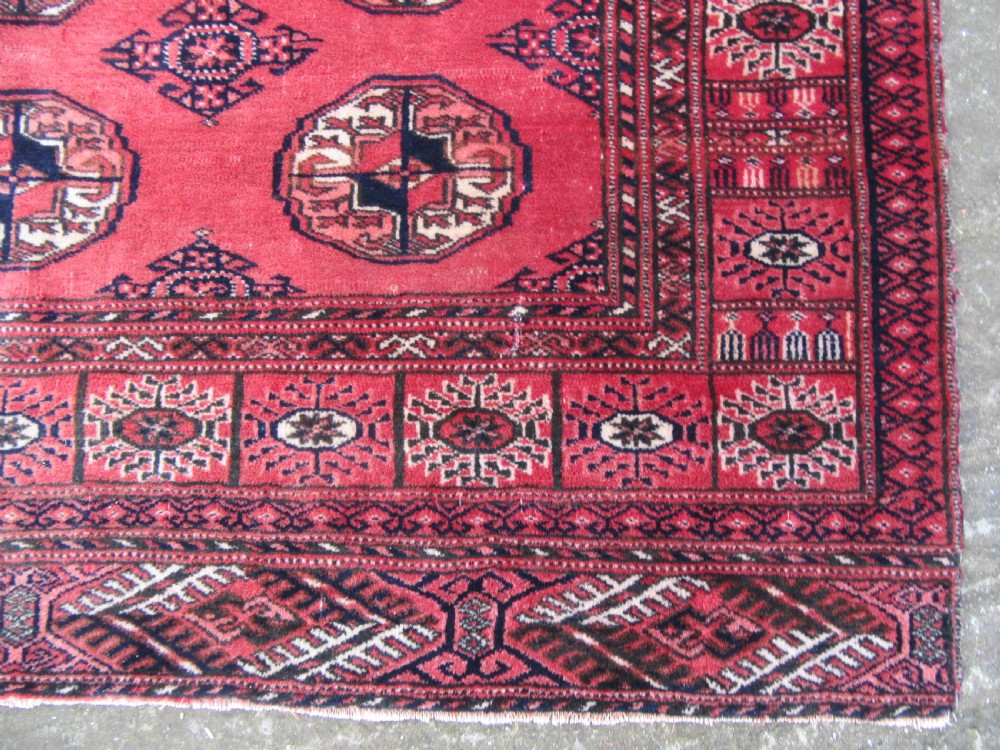 ANTIQUE COUNTRY HOUSE SHABBY CHIC AFGHAN TEKKE TURKMEN RUG. View XIX