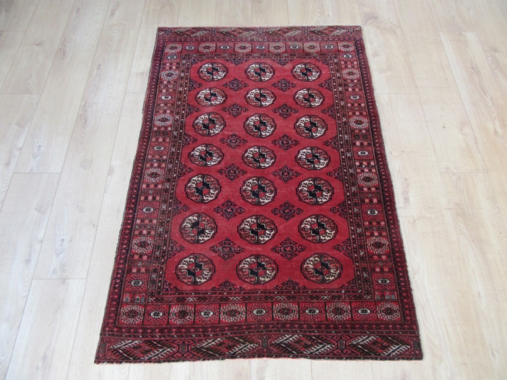 ANTIQUE COUNTRY HOUSE SHABBY CHIC AFGHAN TEKKE TURKMEN RUG. View XXV