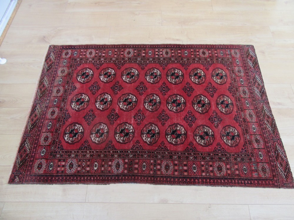 ANTIQUE COUNTRY HOUSE SHABBY CHIC AFGHAN TEKKE TURKMEN RUG. View XXVI