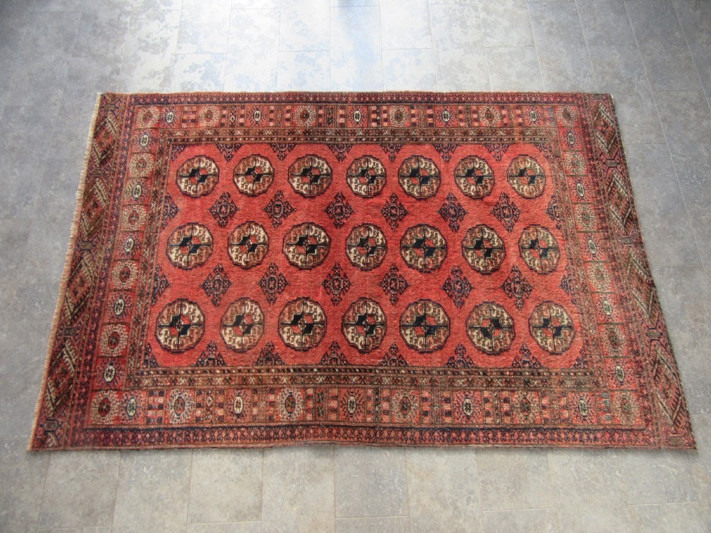 ANTIQUE COUNTRY HOUSE SHABBY CHIC AFGHAN TEKKE TURKMEN RUG. View XXVIII