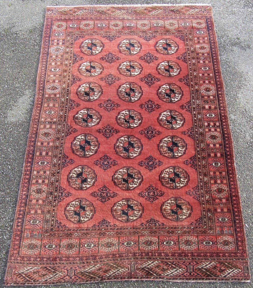ANTIQUE COUNTRY HOUSE SHABBY CHIC AFGHAN TEKKE TURKMEN RUG.