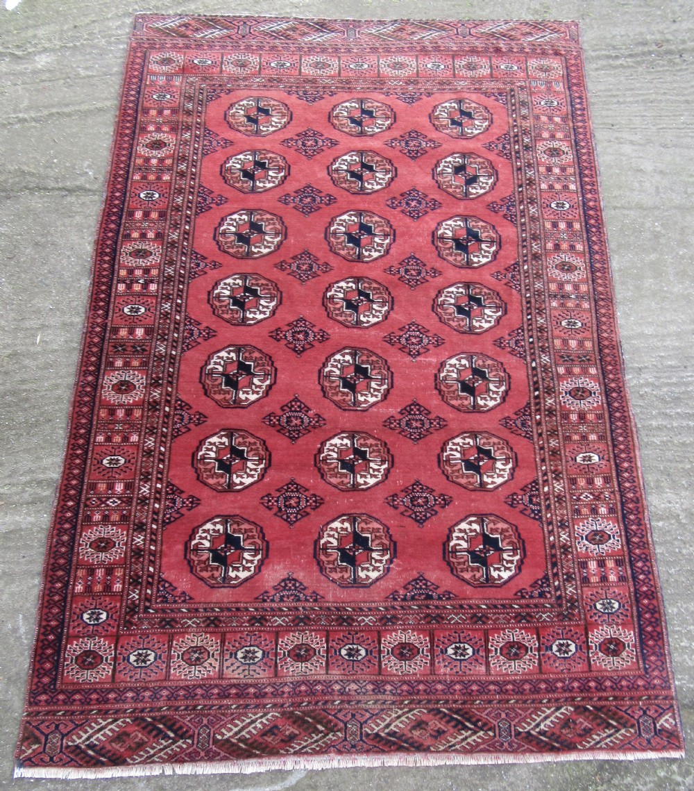 ANTIQUE COUNTRY HOUSE SHABBY CHIC AFGHAN TEKKE TURKMEN RUG. View II