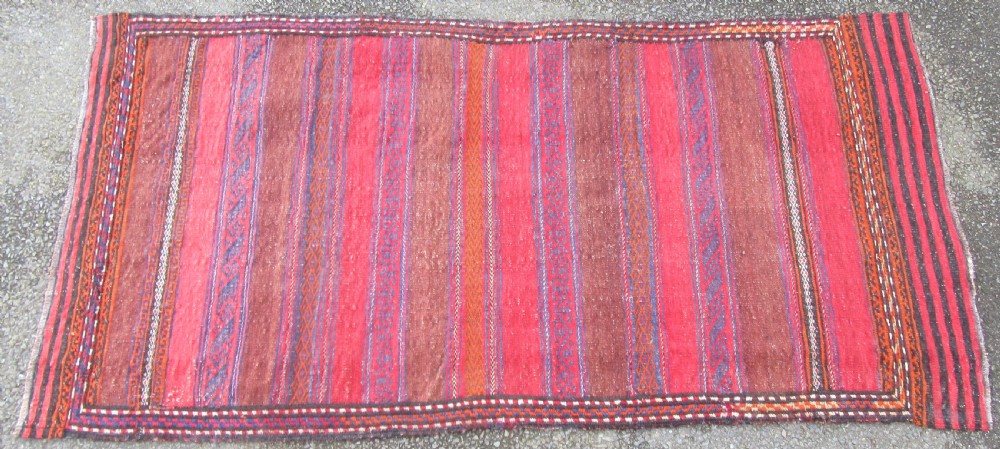 ANTIQUE PERSIAN BALUCH FLAT WEAVE RUG. ATTRACTIVE STRIPED & BROCADED DESIGN View III